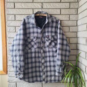 'Dickies' heavy-weight grey/navy plaid button-up shacket men's L